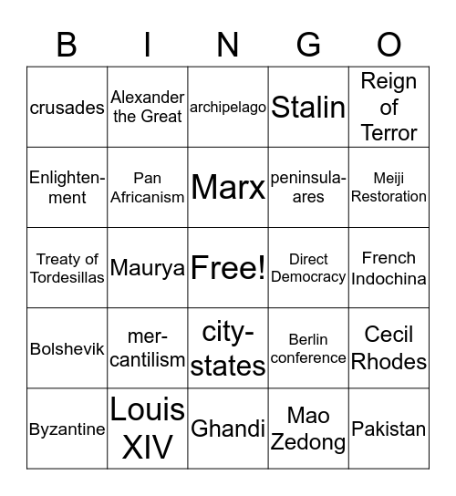 Global  Bingo Card