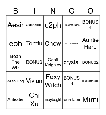 Test Bingo Card