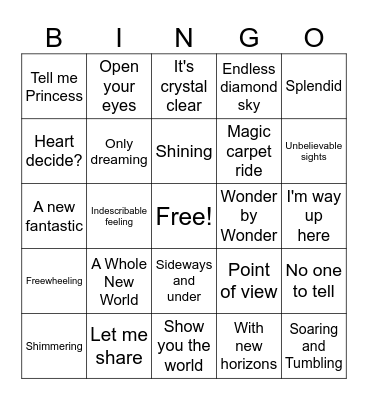 A Whole New World Bingo Card