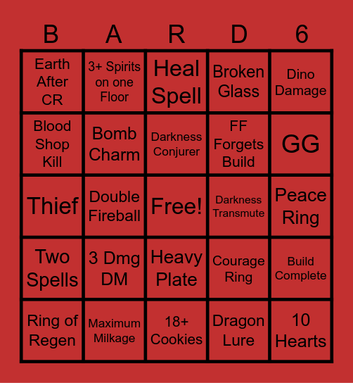 Bard Deathless Bingo Card