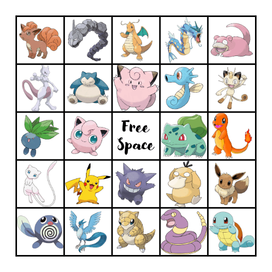 Bulbasaur Bingo Card