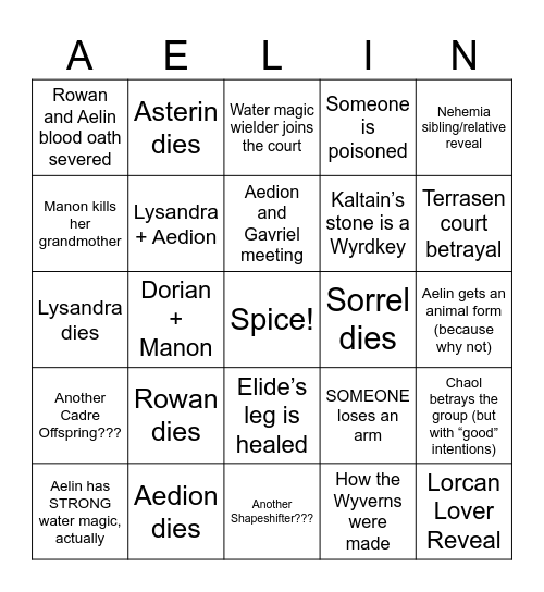 Empire of Storms Bingo Card