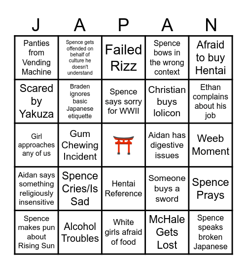 Japan Bingo Card