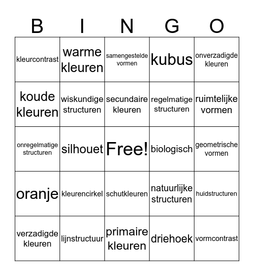 wat jij van de tekenbegrippen Bingo Card