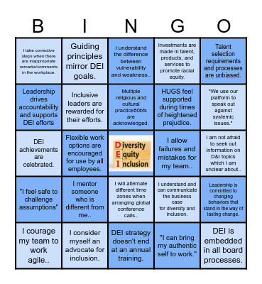 DEI Bingo Round 2 Bingo Card