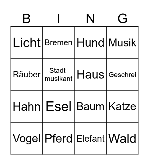 Die Bremer Stadtmusikanten Bingo Card