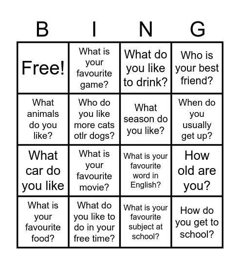 Hello Bingo Card