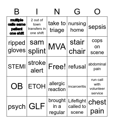 EMS Bingo Card