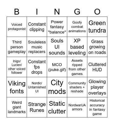Modpack Bingo Card