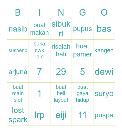 gws bingo Card