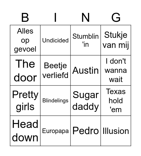 Music bingo Card