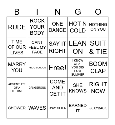 Summer Jams Bingo Card