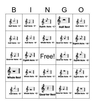 Treble Clef Bingo! Bingo Card