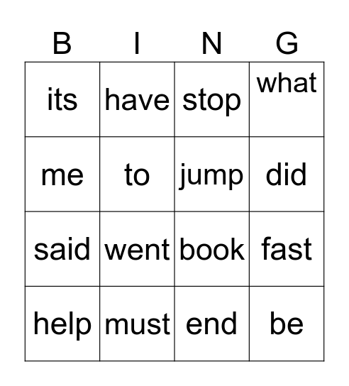 lesson 41 a/b Bingo Card