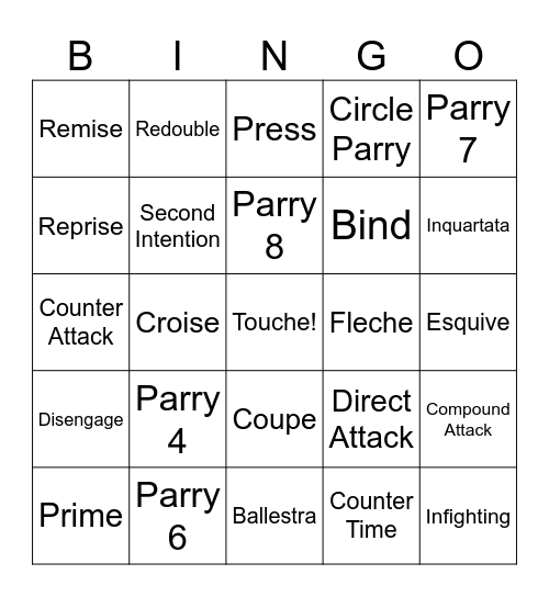 Fencing Bingo! Bingo Card