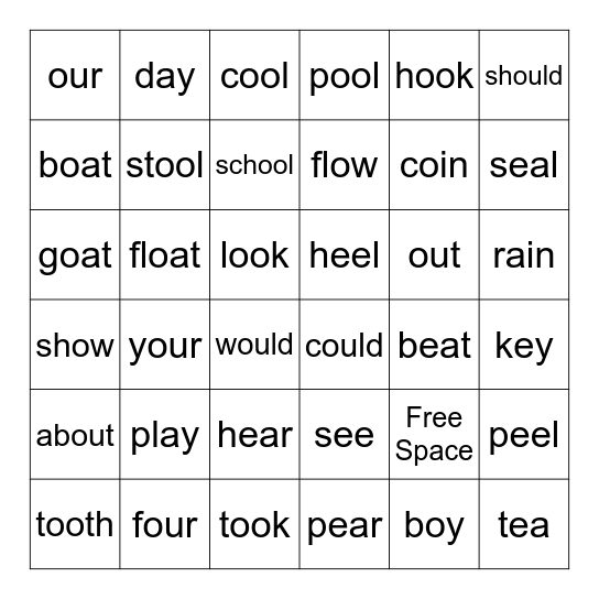 Vowel teams unit 10 Bingo Card