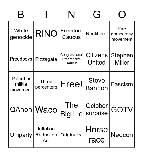 2024 Election Bingo Card