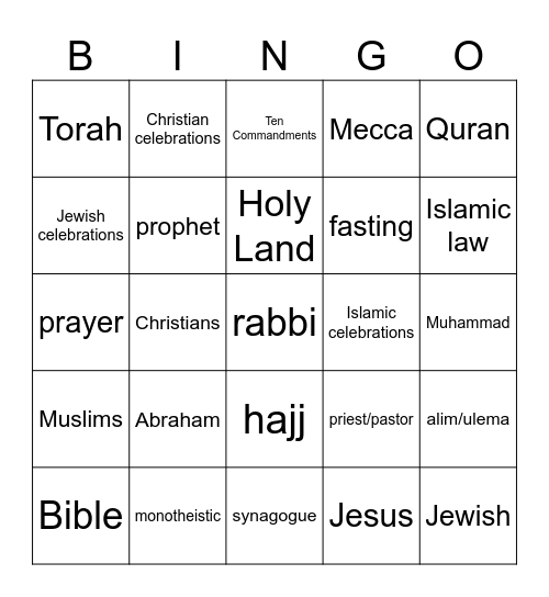 Bingo Global Studies #2 Bingo Card