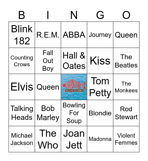 MUSIC BINGO @ USED TO BE'S Bingo Card
