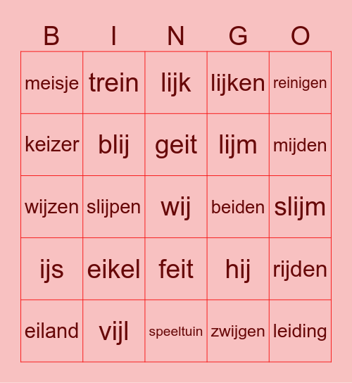 Wat is het - IJ of EI? Bingo Card