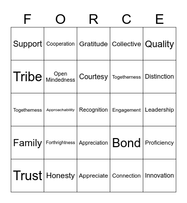 Rockstar Bingo Card