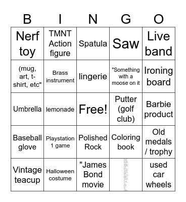 GREAT GLEBE GARAGE SALE 2024 Bingo Card