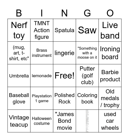 GREAT GLEBE GARAGE SALE 2024 Bingo Card