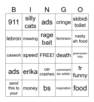 yt shorts Bingo Card