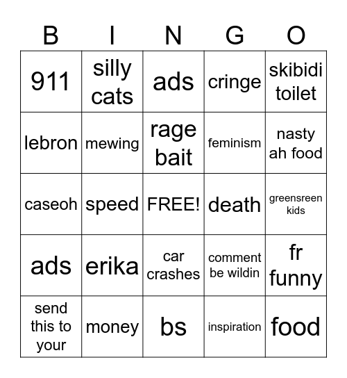 yt shorts Bingo Card
