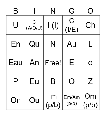 BINGO Des Sons Bingo Card