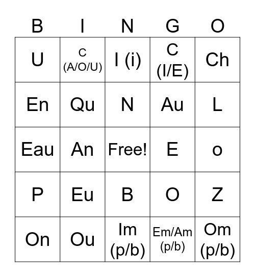 BINGO Des Sons Bingo Card