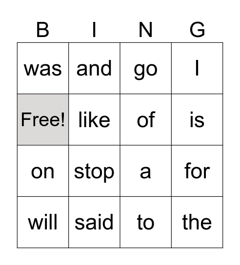 Red Word Bingo Card