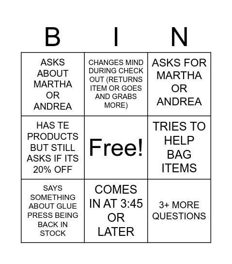 Untitled Bingo Card