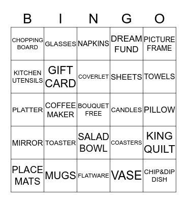 ASHLEY'S BRIDAL SHOWER Bingo Card