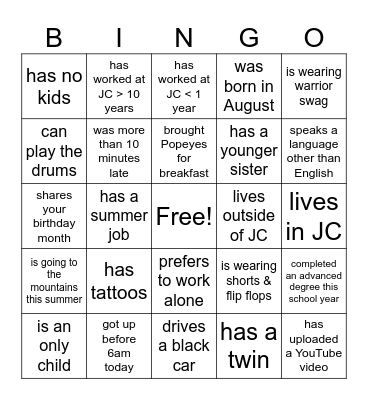 Find a colleague who... Bingo Card