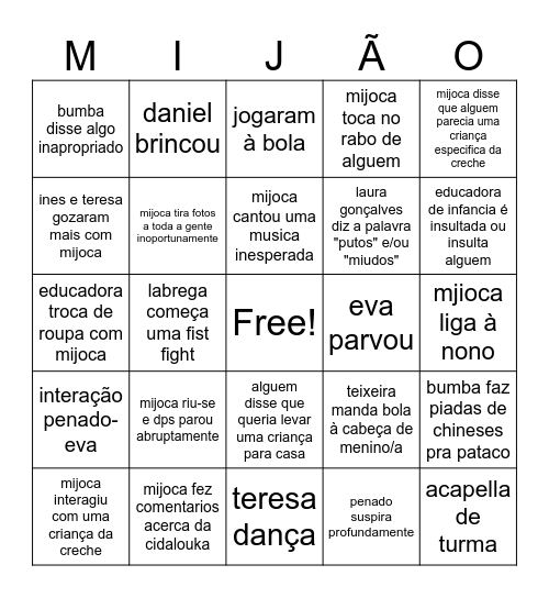 MIJAO Bingo Card