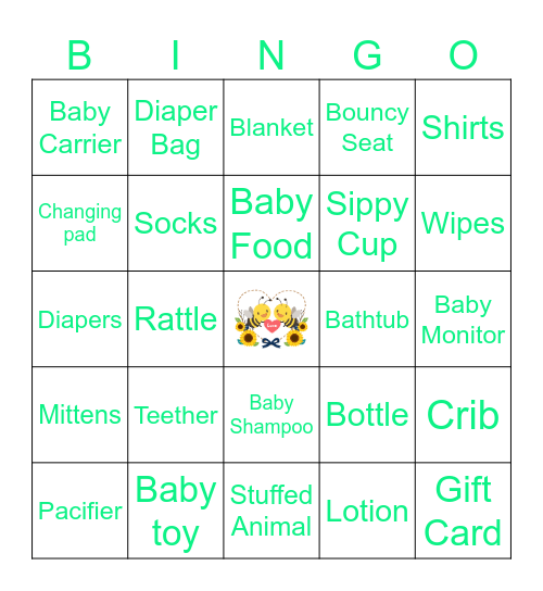 Babee Shower Bingo Card