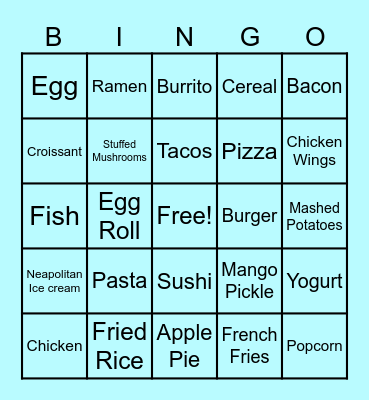 M buck Bingo - Food Bingo Card