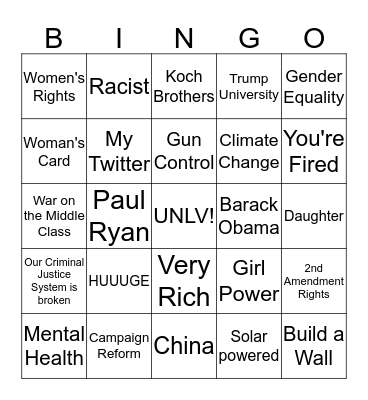 Debate Bingo Card