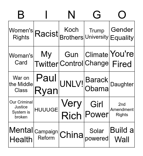 Debate Bingo Card