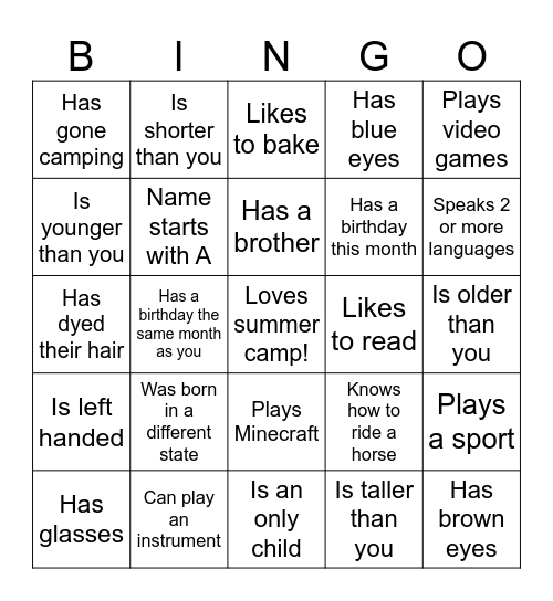 Find someone who... Bingo Card