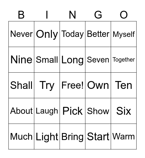 3rd Grade Sight Words Bingo Card 3rd Grade Sight Words Bingo Card