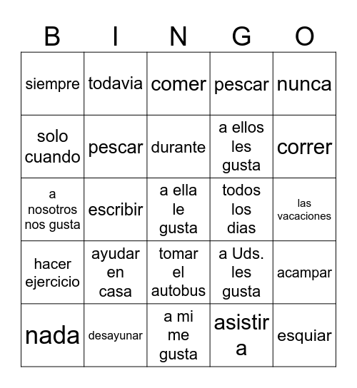 Ch. 5 Bingo Card