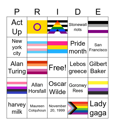 Pride Bingo Card