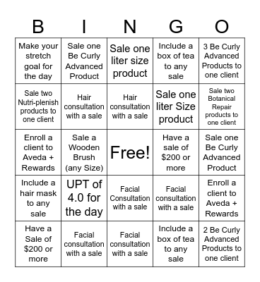 Memorial Day 5/27- AVEDA- Columbia Mall Bingo Card