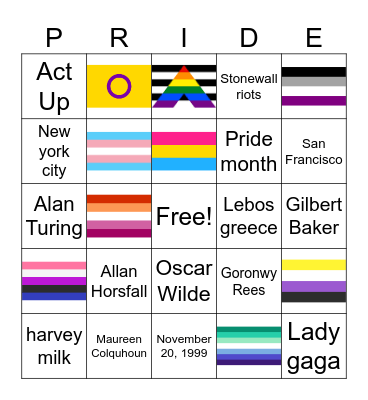 Pride Bingo Card