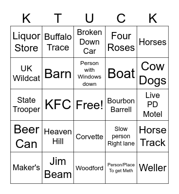 Kentucky Bingo Card