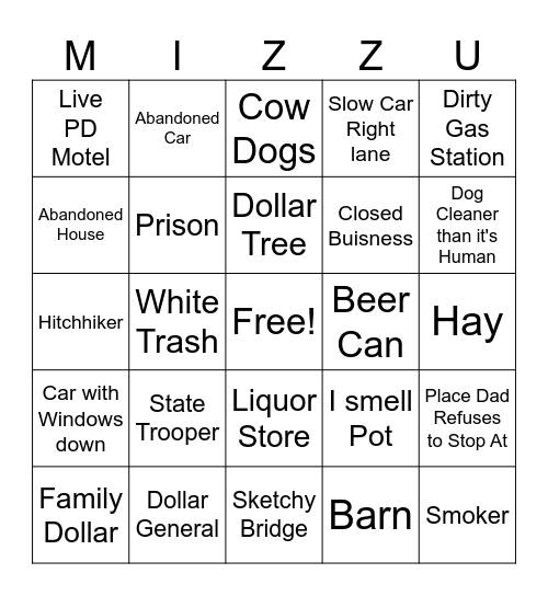 Missouri Bingo Card