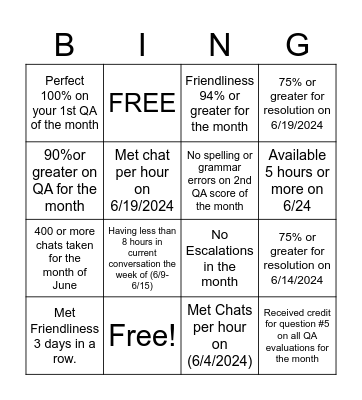 ELITE Bingo Card