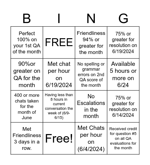ELITE Bingo Card